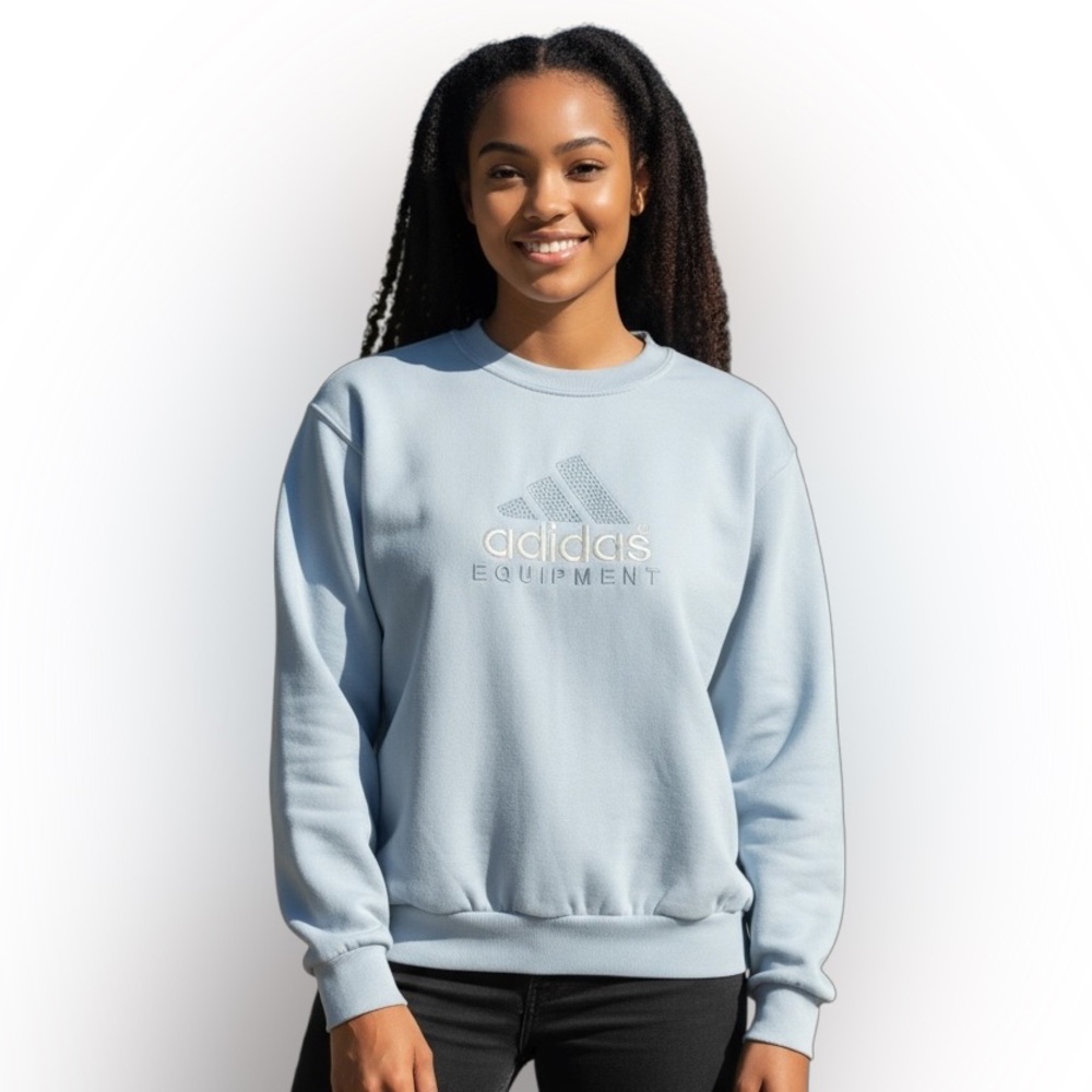 Adidas Equipment Women's Sky Blue Vintage Crewneck Sweatshirt Size Small